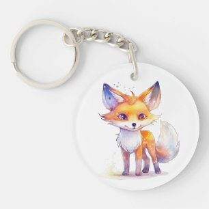 Cute Baby Fox Round Acrylic Keychain