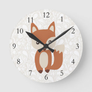 Cute Baby Fox Round Clock
