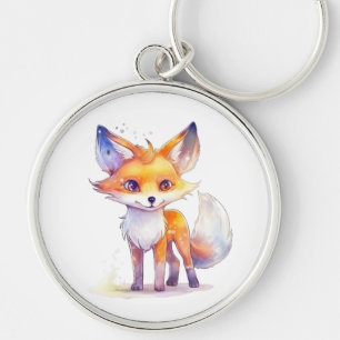 Cute Baby Fox Round Keychain