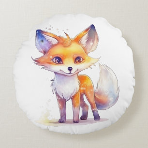 Cute Baby Fox Round Pillow
