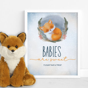 Cute Baby Fox Snowly Winter Babies are sweet Poster