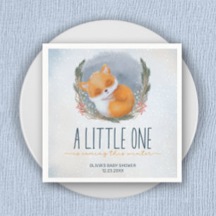 Cute Baby Fox Snowly Winter Baby Shower Napkin