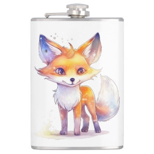 Cute Baby Fox Vinyl Wrapped Flask