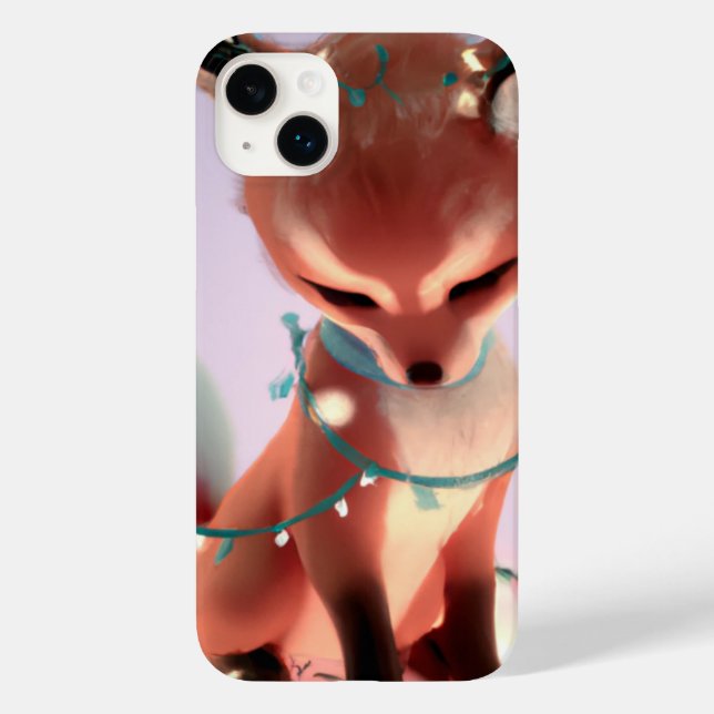 Cute Baby Fox with Fairy Lights iPhone 14 + Case (Back)