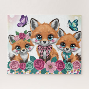 Cute Baby Fox With Flowers Jigsaw Puzzle
