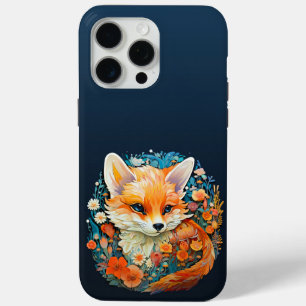 Cute Baby Fox with flowers Paper Cutout iPhone 15 Pro Max Case