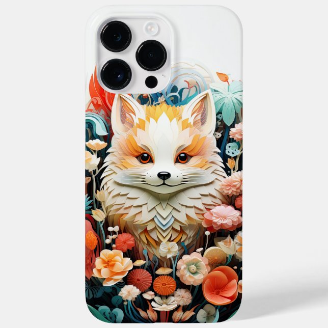 Cute Baby Fox with flowers Paper Cutout Case-Mate iPhone Case (Back)