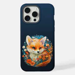 Cute Baby Fox with flowers Paper Cutout iPhone 15 Pro Max Case
