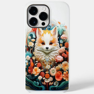 Cute Baby Fox with flowers Paper Cutout iPhone 14 Pro Max Case