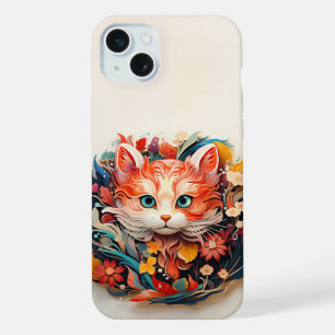 Cute Baby Fox with flowers Paper Cutout iPhone 15 Plus Case