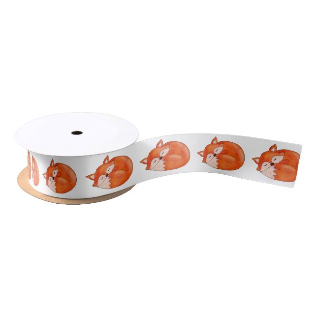 Cute Baby Fox | Woodland Baby Shower Satin Ribbon (Spool)