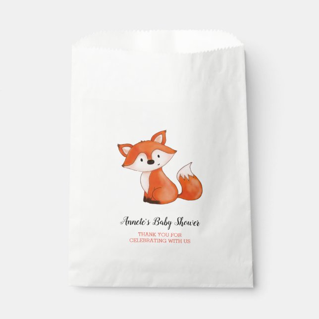 Cute Baby Fox | Woodland Baby Shower Thank You Favour Bags (Front)