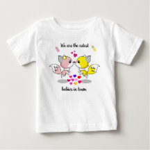 Cute Baby Foxes Kissing w/Colourful Back Prints