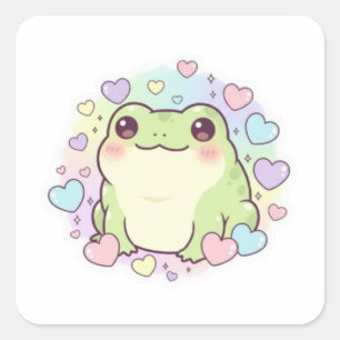 Cute Baby Frog Sticker Kawaii Frog With Hearts Aes