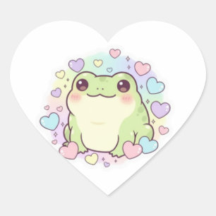 Cute Baby Frog Sticker Kawaii Frog With Hearts Aes