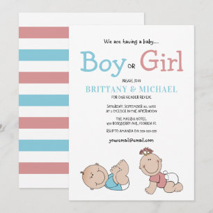 Cute Baby Gender Reveal Invitation