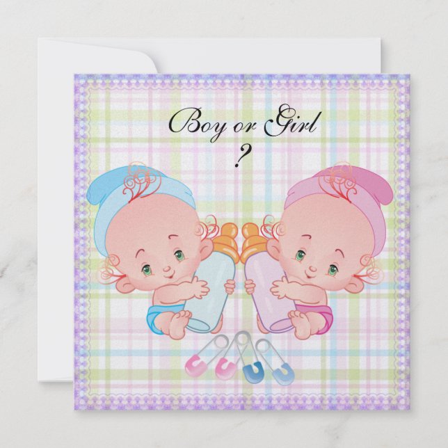 Cute Baby Gender Reveal Party Invitation (Front)
