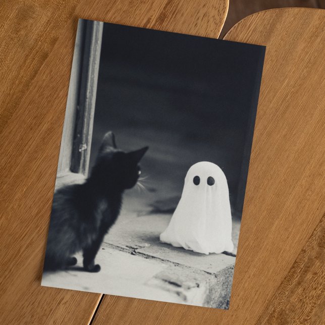 Cute Baby Ghost and Kitten Halloween Postcard (Creator Uploaded)