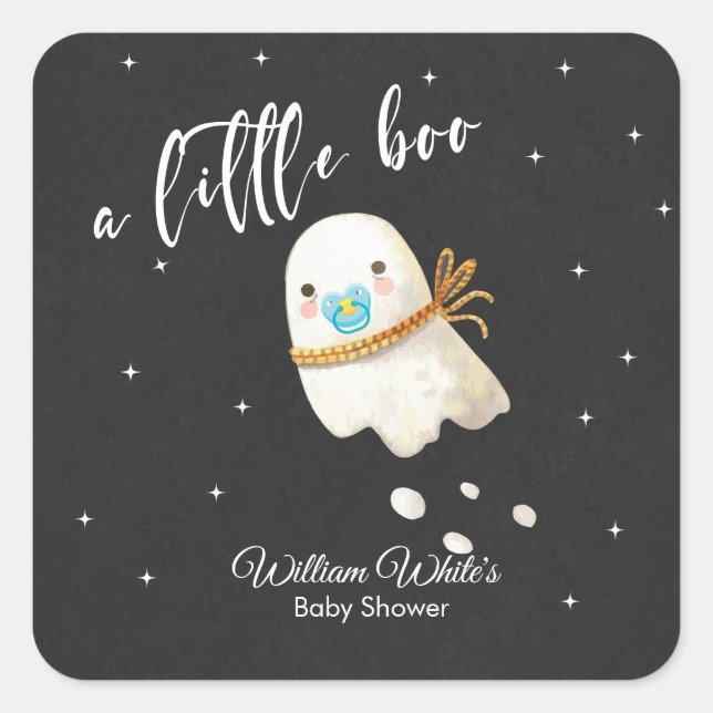 Cute Baby Ghost Halloween Fall Baby Shower Square Sticker (Front)