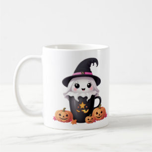 cute baby ghost halloween with hat mug