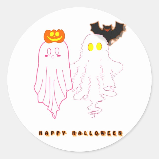 Cute Baby Ghosts Halloween Sticker (Front)