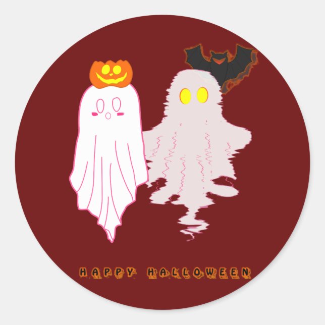 Cute Baby Ghosts Halloween Sticker (Front)