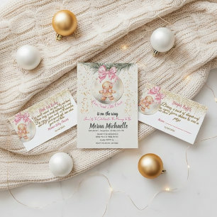  cute baby Gingerbread in Christmas Bauble  Invitation
