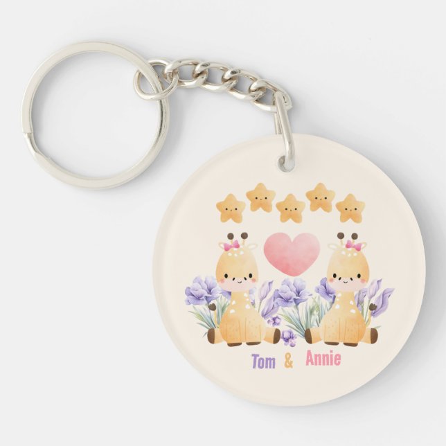Cute Baby Giraffe Acrylic Keychain (Front)
