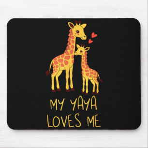 Cute Baby Giraffe And Grandma My Yaya Loves Me Mouse Mat