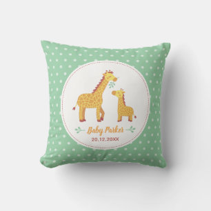 Cute Baby Giraffe and Mum, Nursery Personalised Cushion