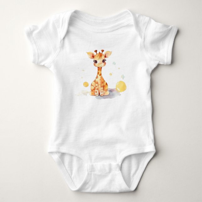 Cute Baby Giraffe Baby Bodysuit (Front)