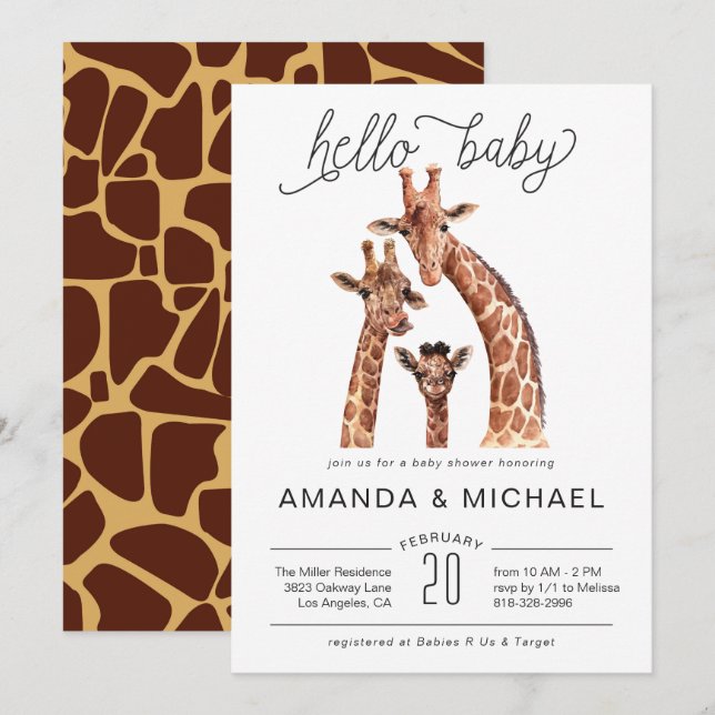 Cute Baby Giraffe | Baby Shower Invitation (Front/Back)
