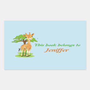 Cute Baby Giraffe Back to School Rectangular Sticker