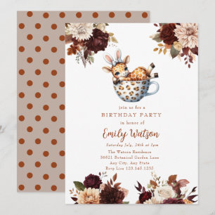 Cute Baby Giraffe   Birthday Tea Party Invitation