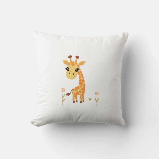 Cute Baby Giraffe Boho Cushion (Front)
