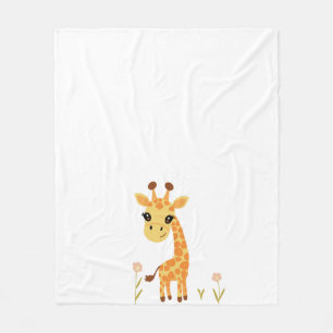 Cute Baby Giraffe Boho Fleece Blanket
