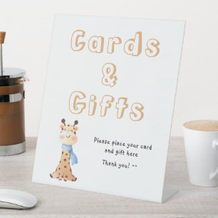 Cute Baby Giraffe Cards & Gifts Pedestal Sign