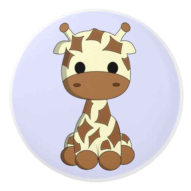 Cute baby giraffe cartoon kids ceramic knob (Front)