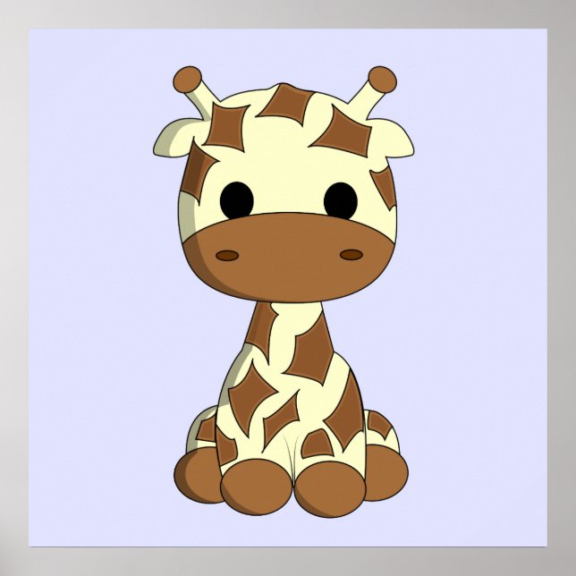 Cute baby giraffe cartoon nursery poster (Front)