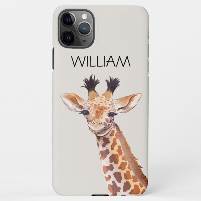 Cute Baby Giraffe Custom Name  iPhone Case (Back)