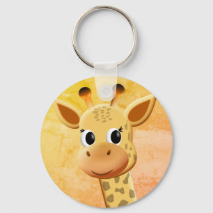 Cute Baby Giraffe Drawing Key Ring