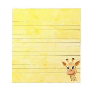 Cute Baby Giraffe Drawing Lined Notepad