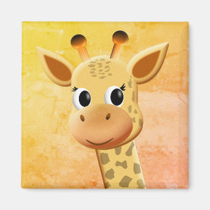 Cute Baby Giraffe Drawing Magnet