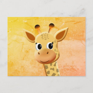 Cute Baby Giraffe Drawing Postcard
