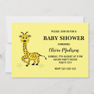 Cute Baby Giraffe Girl Baby Shower  Invitation