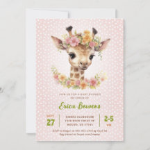 Cute Baby Giraffe Girl Wild Safari Shower Sprinkle