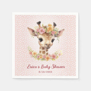 Cute Baby Giraffe Girl Wild Safari Shower Sprinkle Napkin