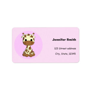 Cute baby giraffe kawaii cartoon girls label