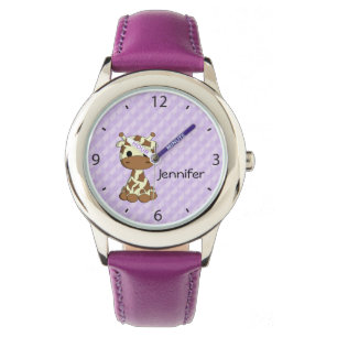 Cute baby giraffe kawaii cartoon name girl's watch