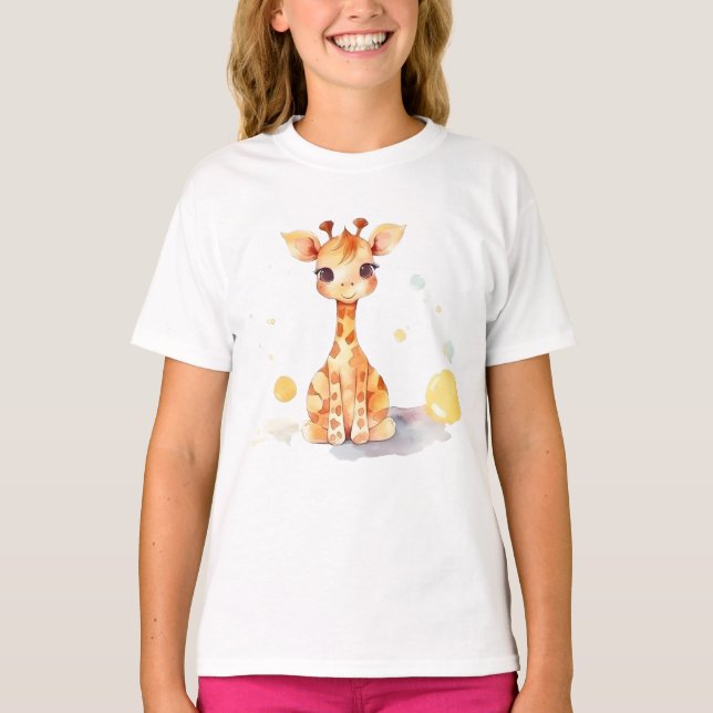 Cute Baby Giraffe Kid's Basic T-Shirt (Front)